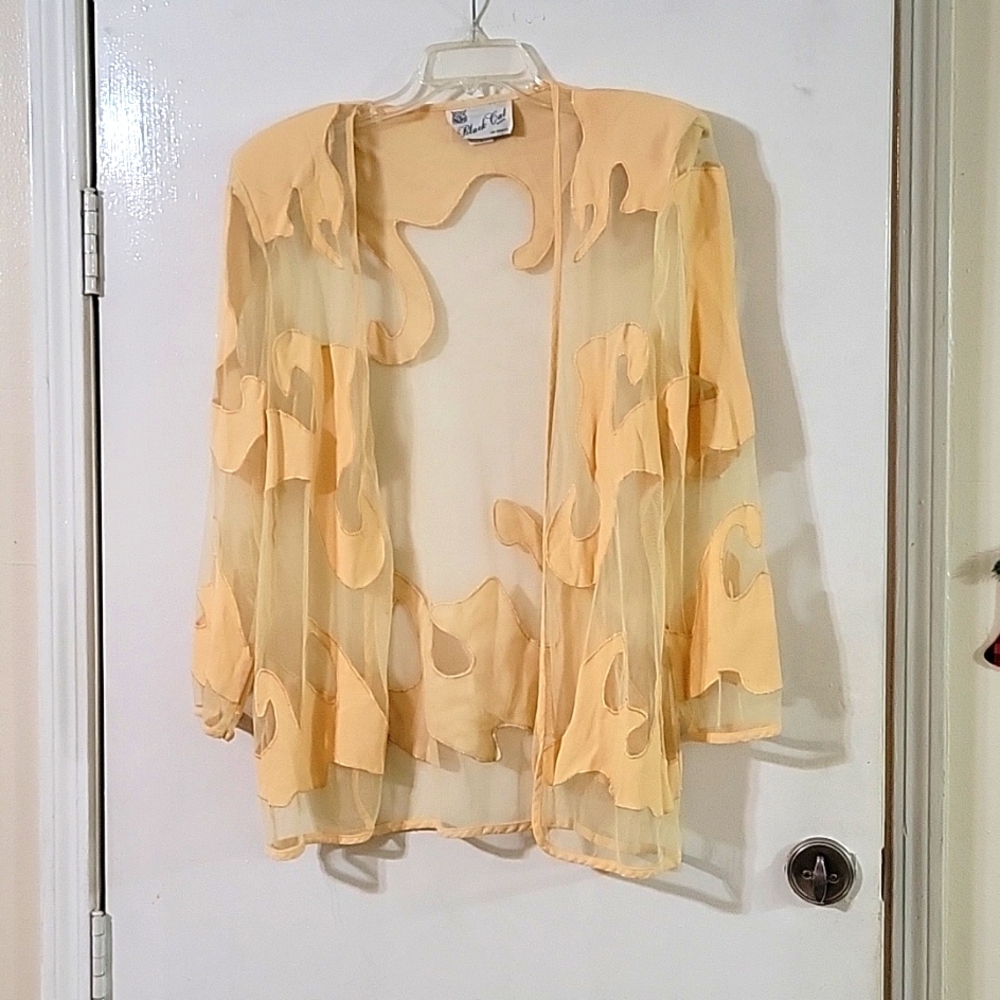 Black cat cream blouse